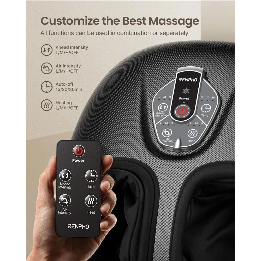 RENPHO Foot Massager Machine with Heat Shiatsu Deep Kneading Neuropathy ‎ Remote